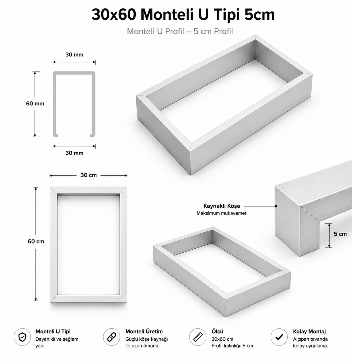 30x60 Monteli U Tipi 5cm görseli